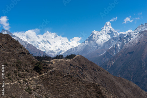 Himalaya mountains landscape from Namche Bazaar view point, Everest region, Nepal
