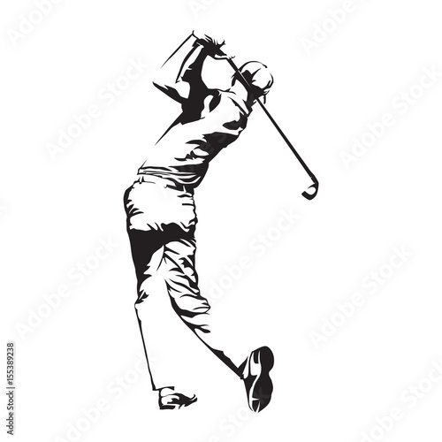 Golf player, abstract vector silhouette, golfer sketch