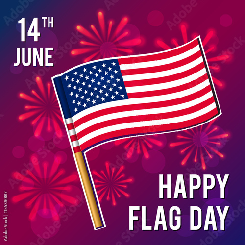 Flag Day. Vector illustration for holiday. 14 June.