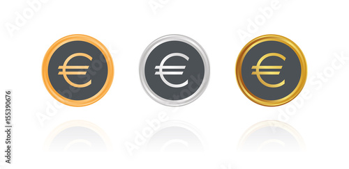 Euro Währung - Bronze, Silber, Gold Buttons