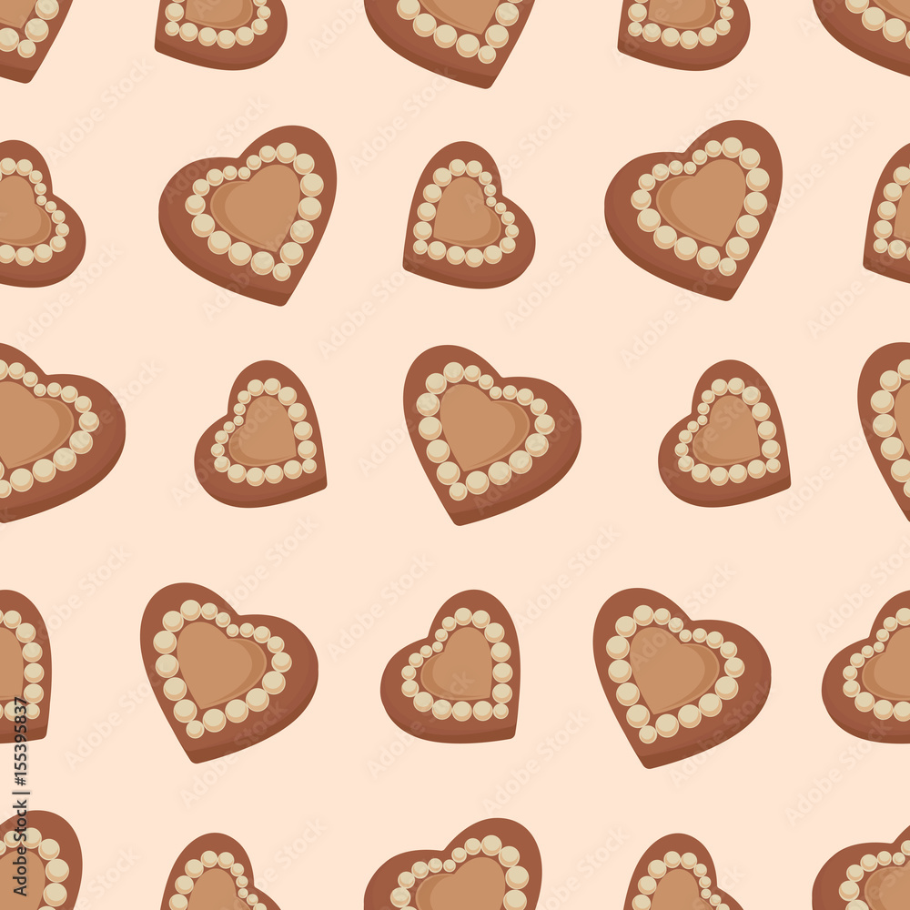 Chocolate hearts. Candies. Seamless pattern. Design for textiles, napkins, tapestries, tablecloths, wrapping paper Chocolate hearts. Candies. Seamless pattern. Design for textiles, napkins, tapestries, tablecloths, wrapping paper
