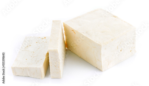 Photos Closeup tofu and mint on white background