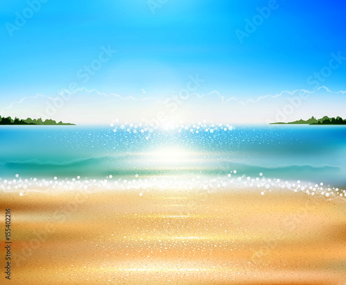 Vector seascape with beach, sand, sea