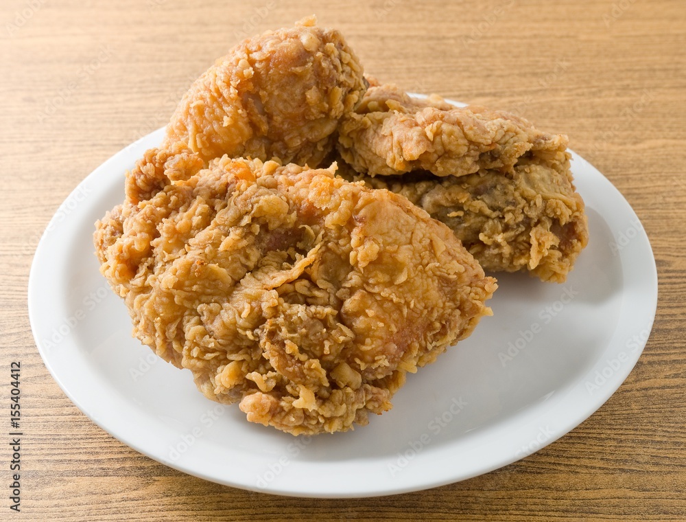 Plate of Delicious Crispy Deep Fried Chicken Plate of Delicious Crispy Deep Fried Chicken