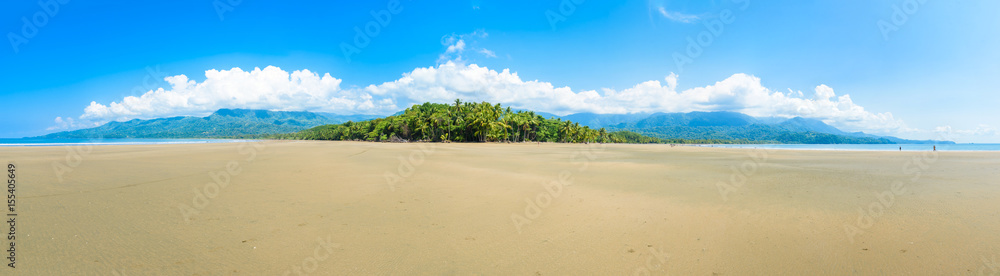 Panorama of Marino Ballena National Park in Uvita - Punta Uvita - Beautiful beaches and tropical forest at pacific coast of Costa Rica Panorama of Marino Ballena National Park in Uvita - Punta Uvita - Beautiful beaches and tropical forest at pacific coast of Costa Rica