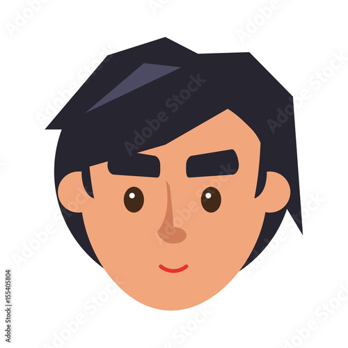 Physiognomy of Boy. Brunet Haired Man Face Front