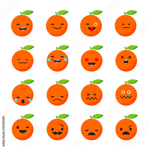 Emotions Orange. Vector style smile icons. 
