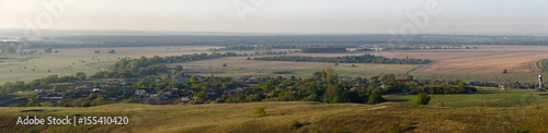 Panoramic landscape. View, from the hills to the village.