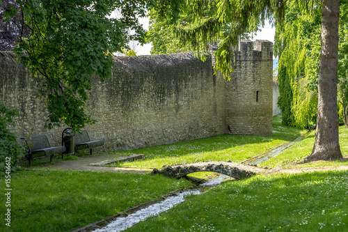 The medieval town wall around Ober-Ingelheim in Rheinhessen, Rhineland-Palatinate, Germany