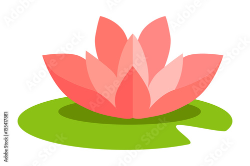 Lotus Flower Isolated in Flat Design on White