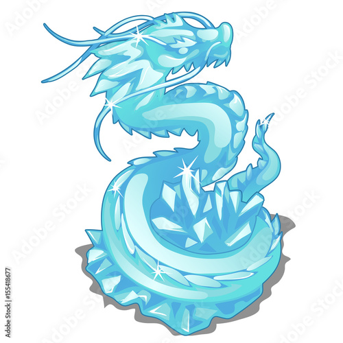 Ice figurine of serpent dragon. Vector animal