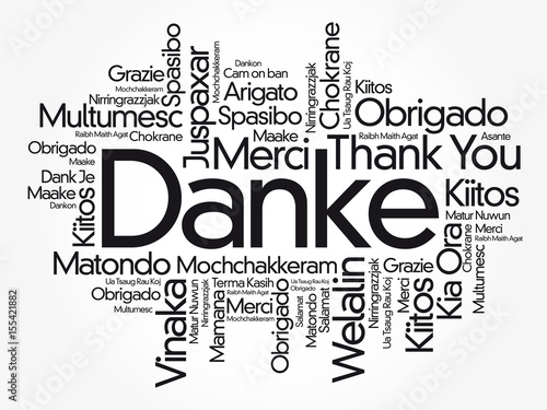 Danke (Thank You in German) Word Cloud background, all languages, multilingual for education or thanksgiving day