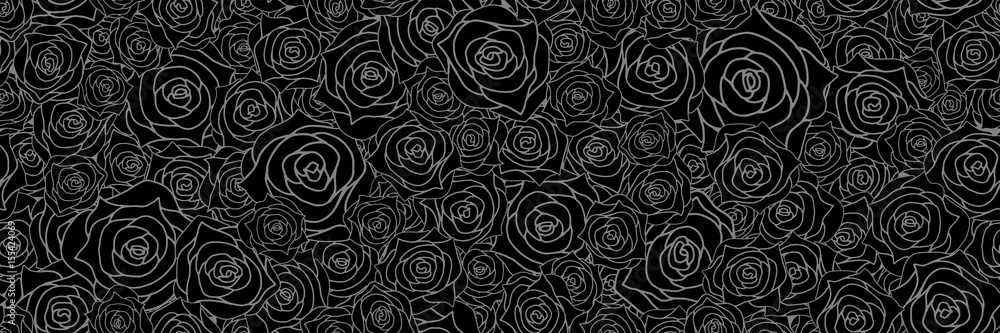 Fototapeta Różane tło czarno białe. Wzór