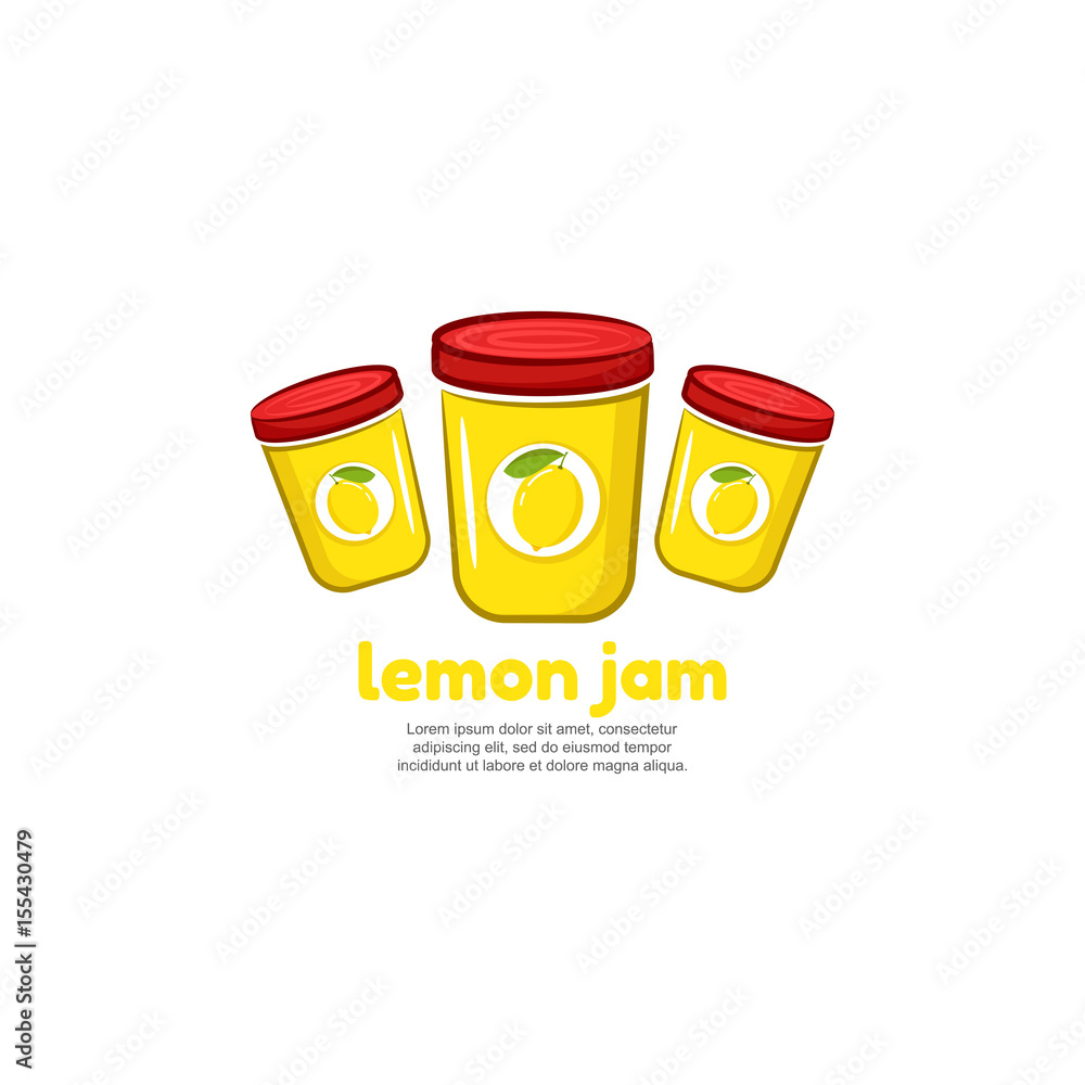 Template logo for lemon jam. Bank of delicious jam Template logo for lemon jam. Bank of delicious jam