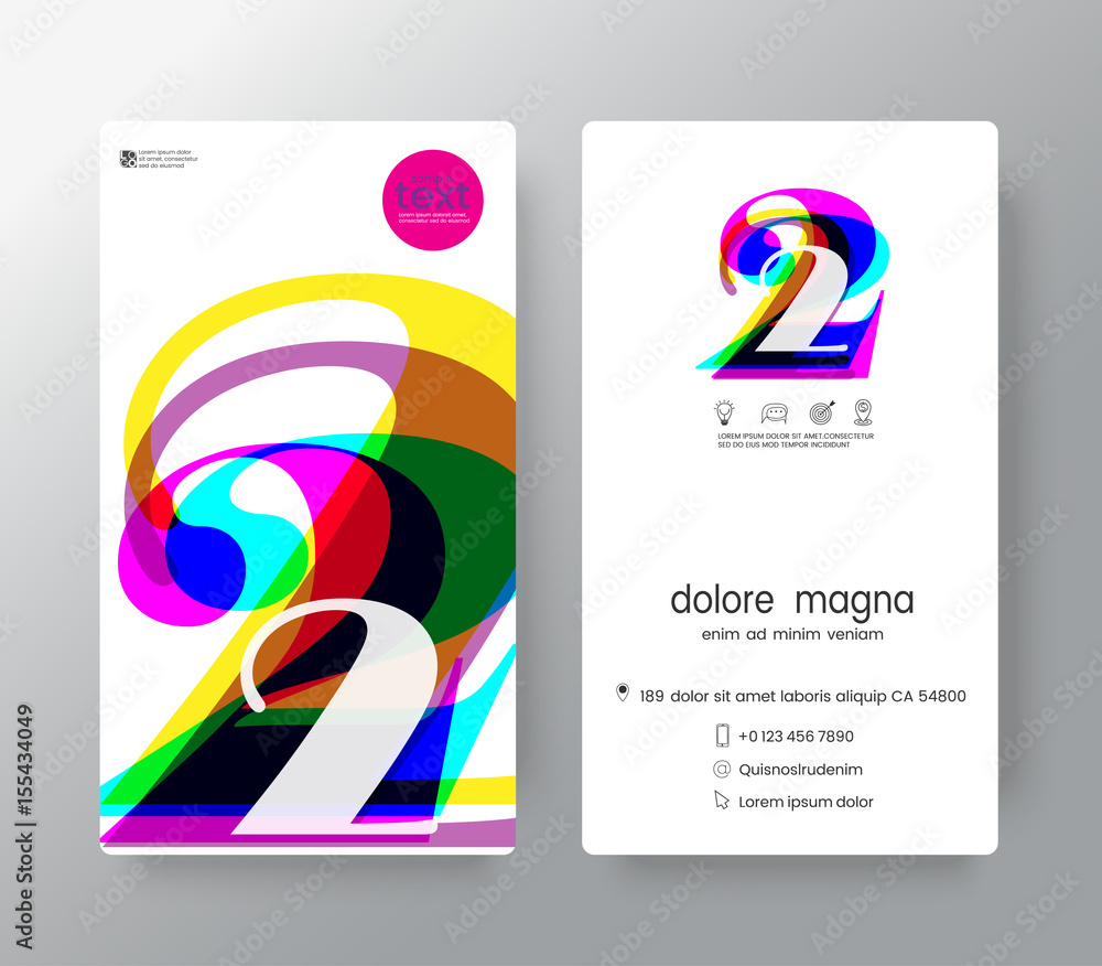 Fototapeta premium Logo number 2 business card design template. Vector graphic design elements for Corporate Identity.