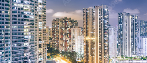 Public residential condominium building complex at Toa Payoh neighborhood in Singapore. Aerial view, panorama style. photo