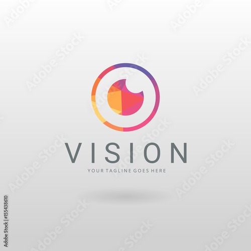 Vision logo. Polygonal Camera logotype 