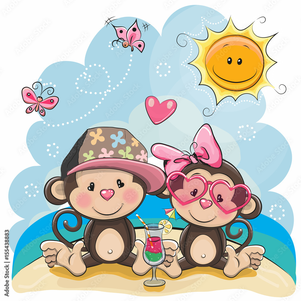 Obraz premium Two Monkeys on the beach