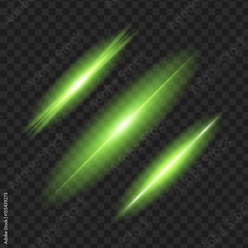 green glowing light effect. Isolated on black transparent background. Vector illustration