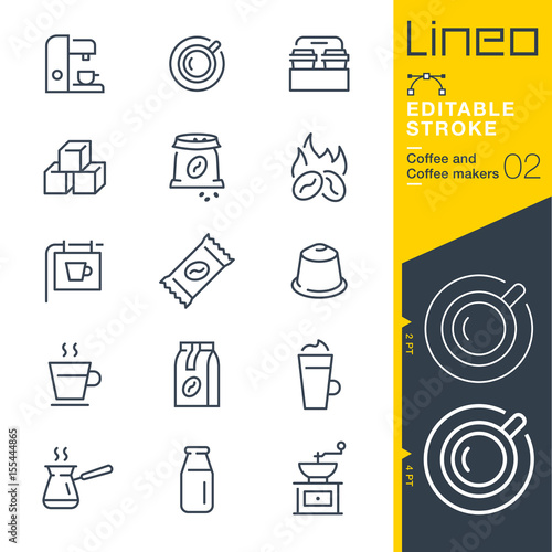 Lineo Editable Stroke - Coffee line icons
Vector Icons - Adjust stroke weight - Expand to any size - Change to any colour
