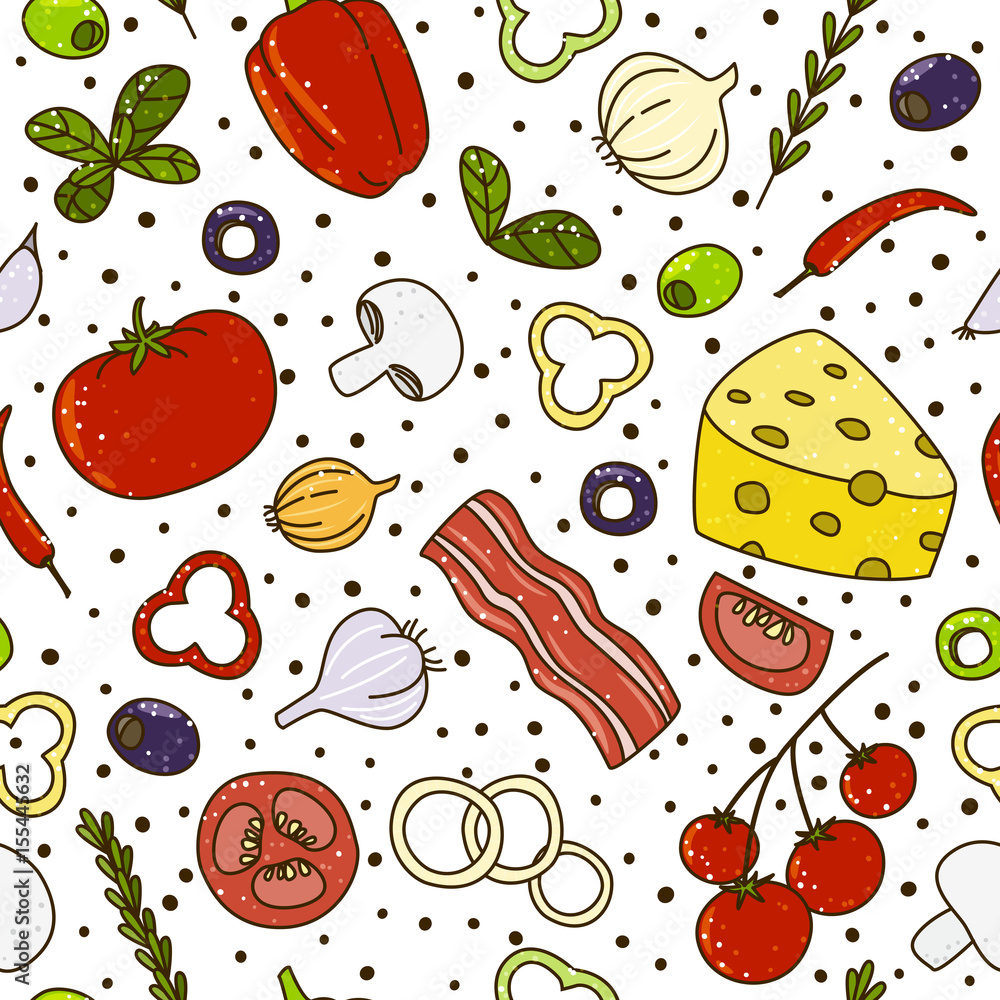 Seamless pattern with mediterranean cuisine ingredients Seamless pattern with mediterranean cuisine ingredients