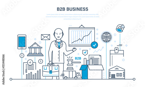 Business team working and B2B, marketing, sales, transactions, electronic trading.