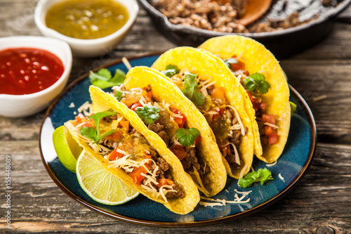 Mexican tacos with beef