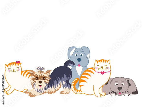 Set the border of cute cats and dogs