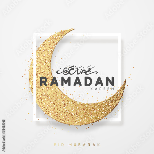 Month Ramadan greeting card with Arabic calligraphy Ramadan Kareem