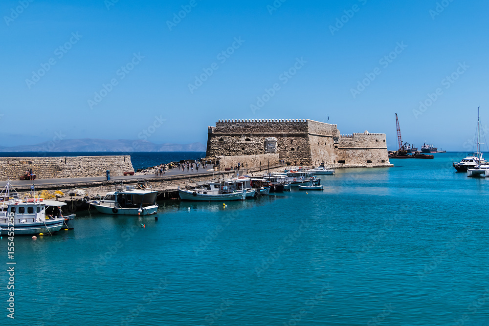 Koules Fort in old Venetian harbour of Heraklion, Crete, Greece.