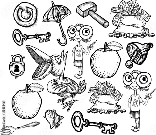Cartoon characters seamless pattern. Pattern is included in file palette.