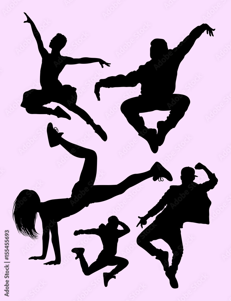 Dancers silhouettes, male and female. Good use for symbol, logo, mascot, web icon, sign, or any design you want.