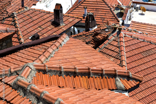 Roof tiles of old houses in Turkey