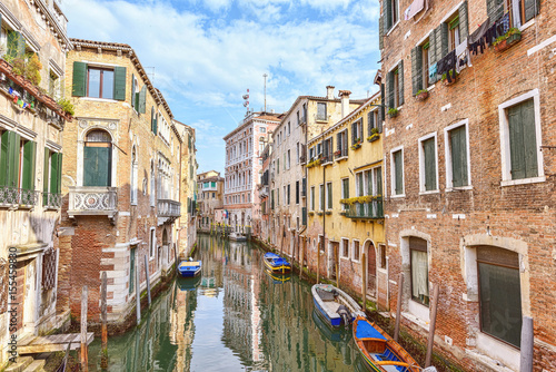 Venice scenic old streets water canal. Italian Lagoon