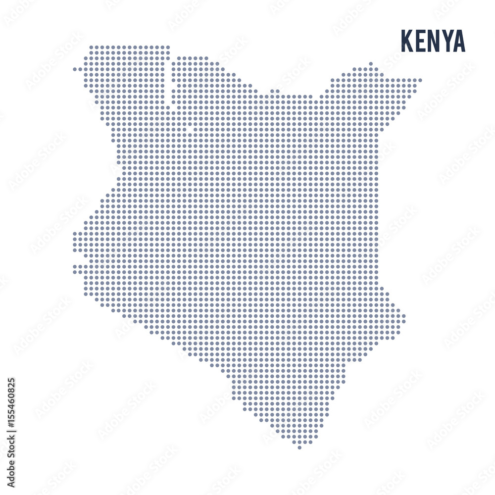 Vector dotted map of Kenya isolated on white background .