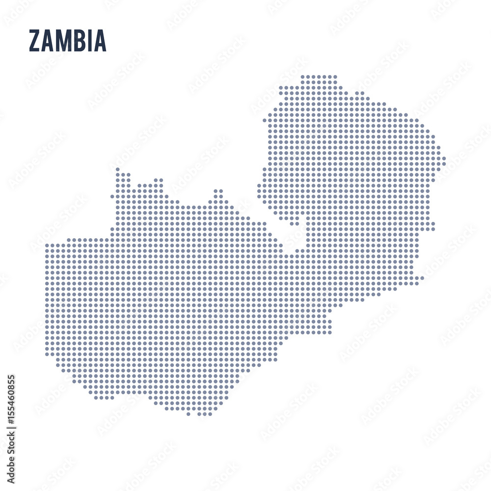 Vector dotted map of Zambia isolated on white background .