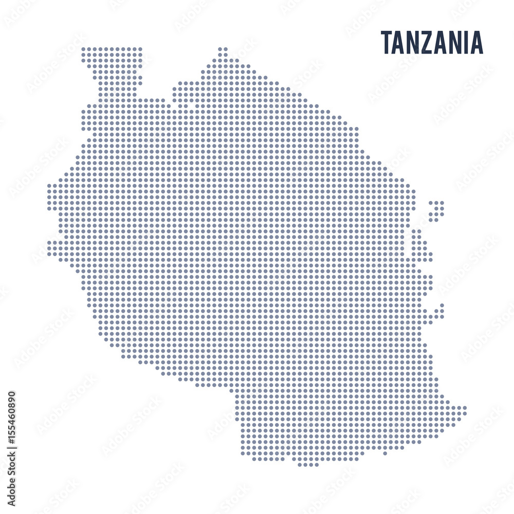 Vector dotted map of Tanzania isolated on white background .