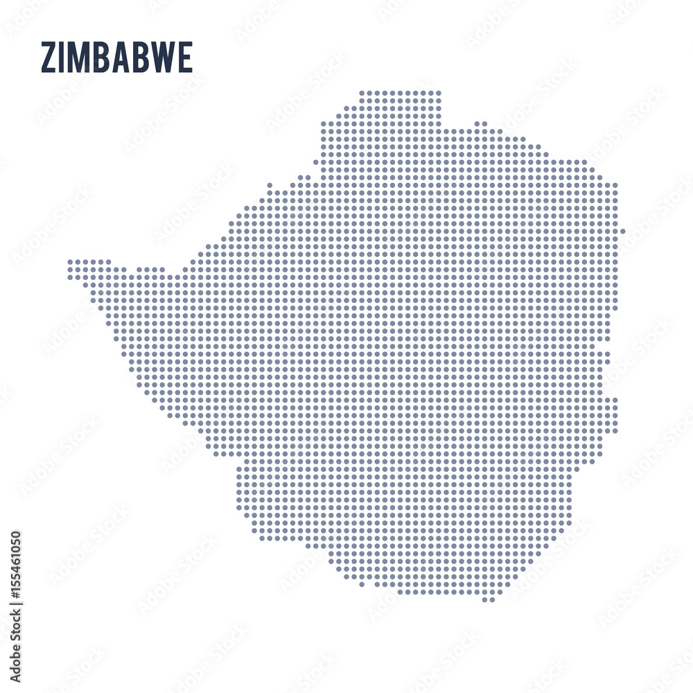 Vector dotted map of Zimbabwe isolated on white background .