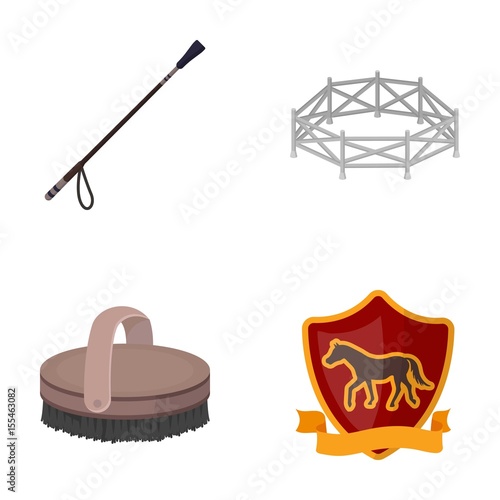 Aviary, whip, emblem, hippodrome .Hippodrome and horse set collection icons in cartoon style vector symbol stock illustration web.