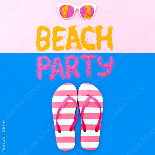 Beach Party Vacation Set Flip flops Minimal Fashion Art