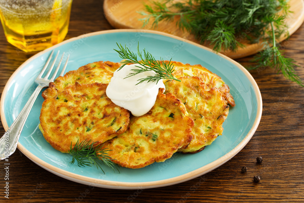 Vegetable fritters of zucchini. Vegetable fritters of zucchini.