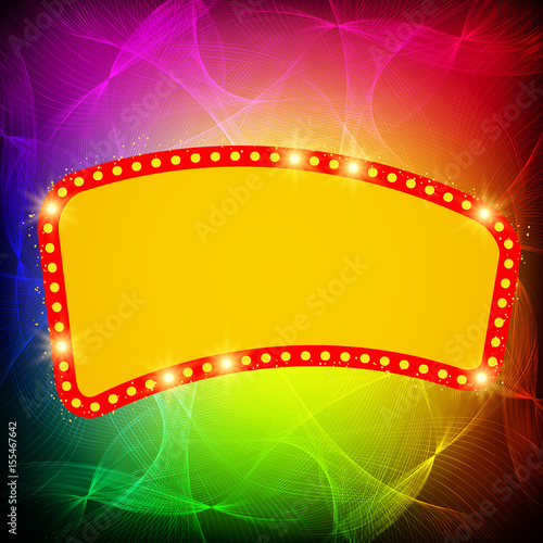 Shining waves background with retro casino light banner