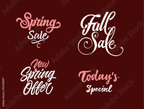 Four Pink and White Sale Letterings Set