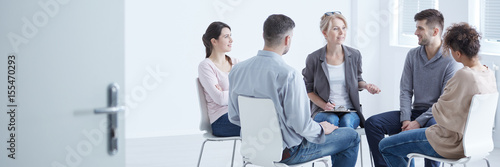 People with schizophrenia during therapy photo