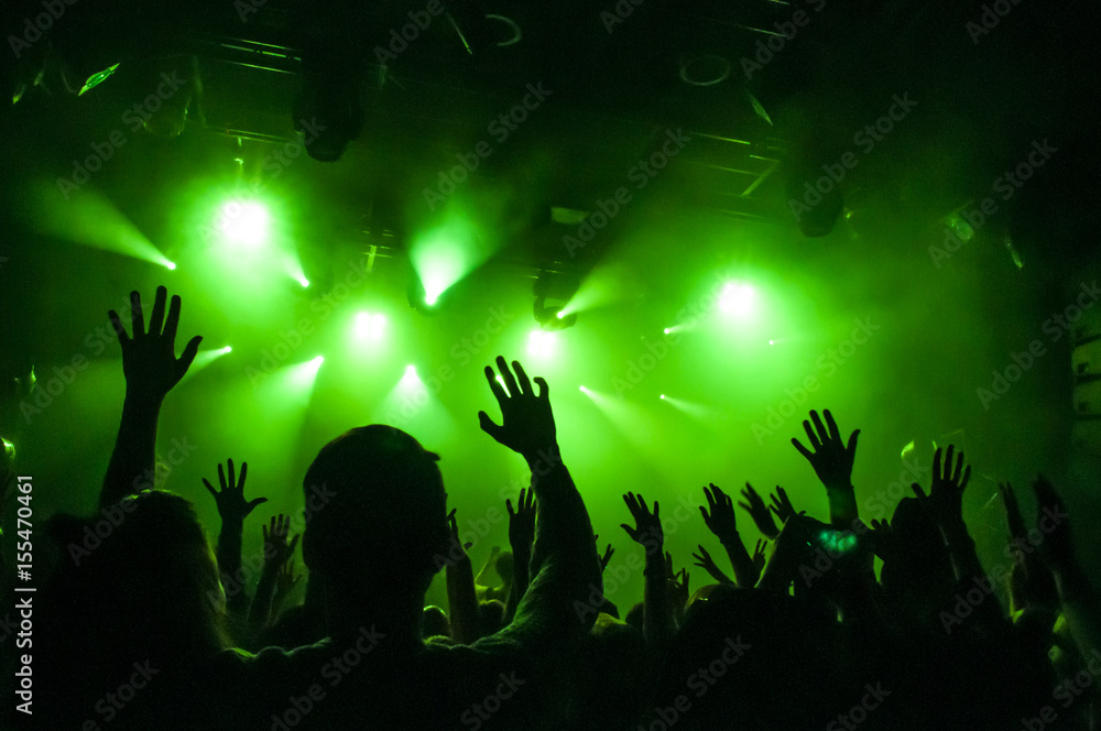 Hand fans raised up, during a concert Hand fans raised up, during a concert
