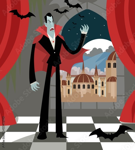 evil vampire dracula in castle