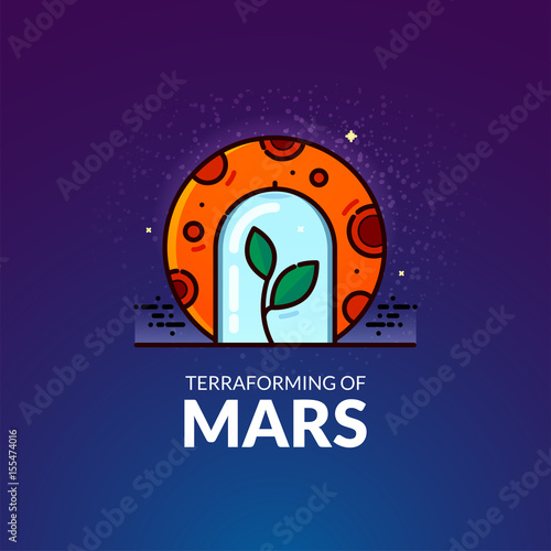 Terraforming of Mars vector illustration