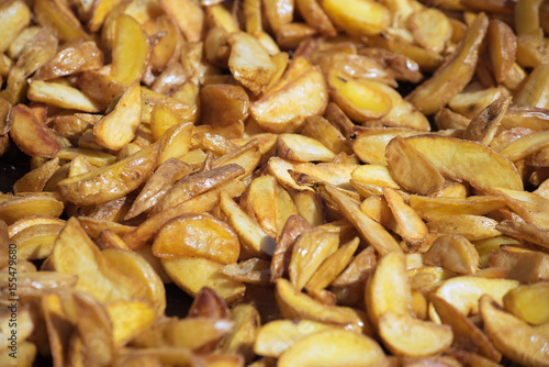 Fried sliced potatoes.