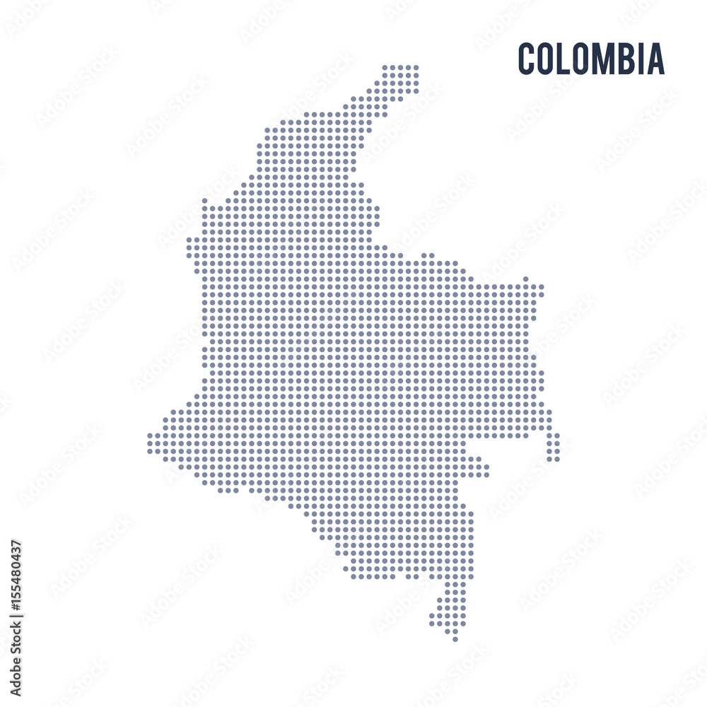 Vector dotted map of Colombia isolated on white background .