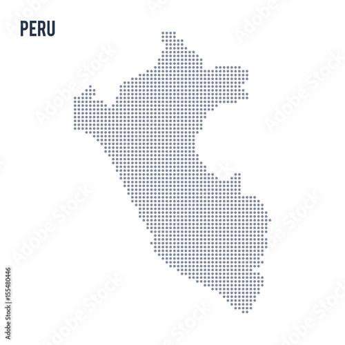 Vector dotted map of Peru isolated on white background .